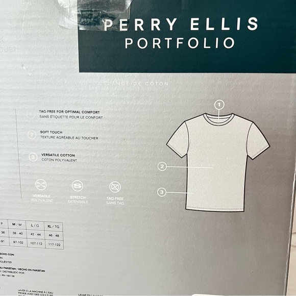 Perry Ellis Portfolio Men's Crew Neck T-Shirts Size Small 3 Pack Black Navy Gray - Picture 4 of 8